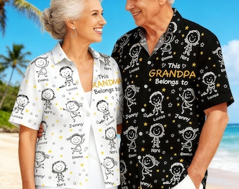 Personalized This Grandpa Dad Belongs To Hawaiian Shirt, Custom Kids' Name Papa Shirt