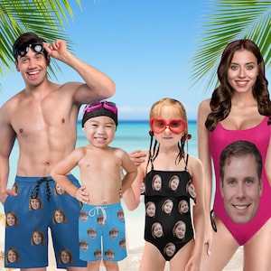 Custom Face Swimsuit Trunks for Men Women, Personalized Face Bikini For Women, Custom Wedding Swimwear Bikini, Beach/Bachelorette Party Gift