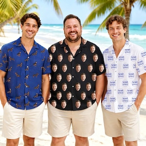 Custom Photo Hawaiian Shirt: Personalized Pet/Logo Button Down