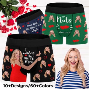 Custom Underwear Gift for Men Boyfriend Husband, Custom Boxer with Face, Custom Boxer Briefs, Valentine&#39;s Day gift, Custom face Boxer shorts