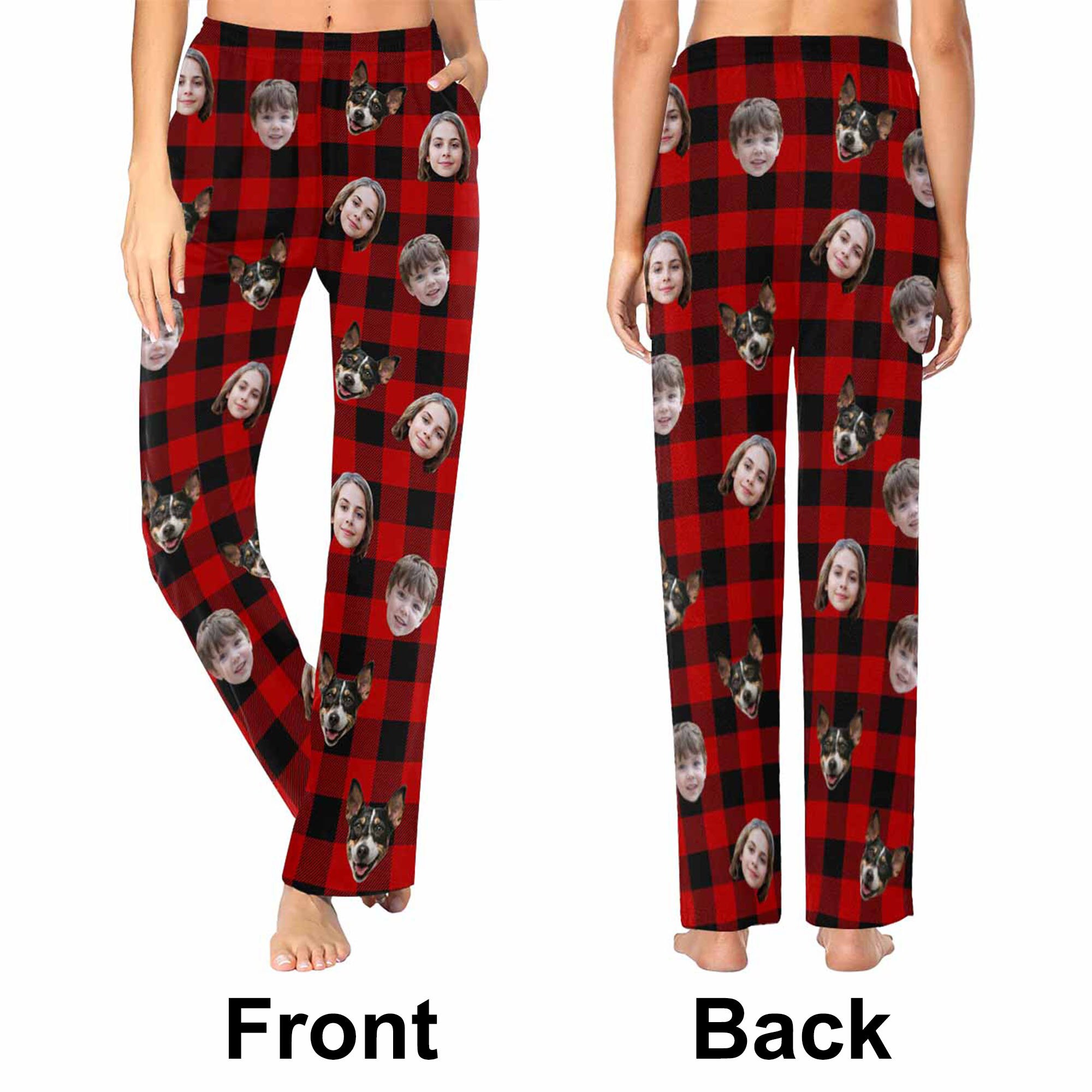 Buffalo Plaid Christmas Pajama Pants With Face Custom Pajama Etsy