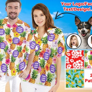 Custom Hawaiian Shirt with Logo, Personalized Women Hawaii shirt, Customized Hawaiian Shirt for Pet, Hawaiian Shirt with Face, Company Shirt