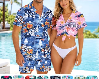 Personalized LOGO Hawaiian Shirt: Custom Photo Tropical Beach Shirt, Bachelor party Gift