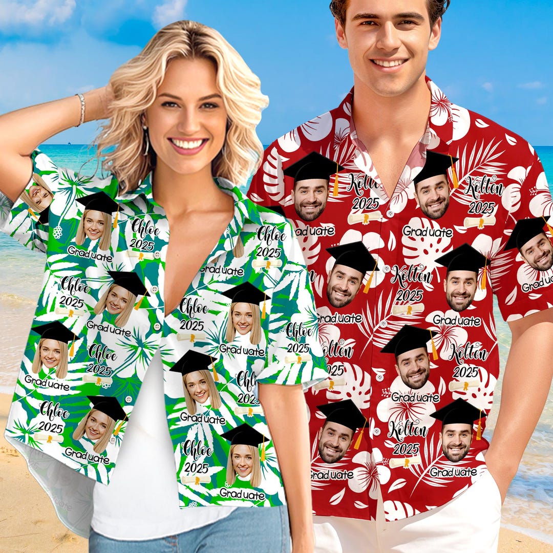 Custom Face Hawaiian Shirt, Graduation Gift, Couple Shirt - Etsy