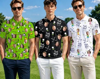 Personalized Face Golf Polo Shirt, Custom Photo Shirt, Father's Day Gift