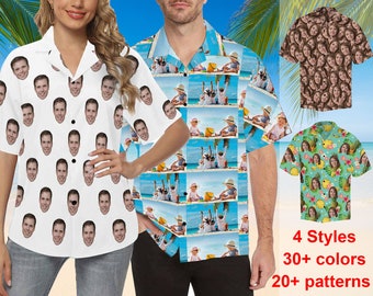 custom Hawaiian button shirt with face, Dad Face Hawaii shirt, personalized shirt,Hawaiian shirt for man women,Custom couple Hawaiian shirt