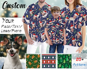 Custom Face Shirt, Christmas Hawaii Shirt, Personalized Hawaiian Shirt, Custom Shirt with Photo, Personalized Christmas Shirt, Gifts for Men