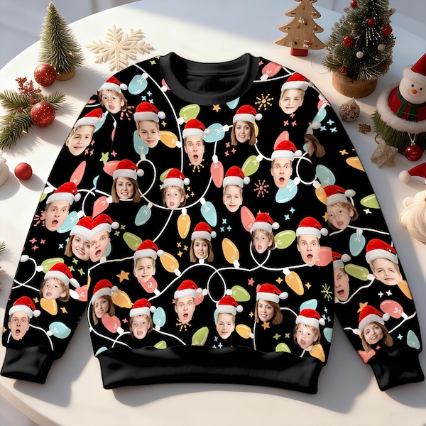 Custom Face Ugly Christmas Sweater: Personalized Photo Crewneck Sweatshirt