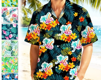 Custom Photo, Logo, Text Hawaiian Shirt: Personalized Face Button-Down Shirt, Vacation Beach Gift