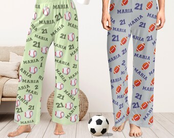 Custom Baseball Pajama Pants: Personalized Team Sport Gift