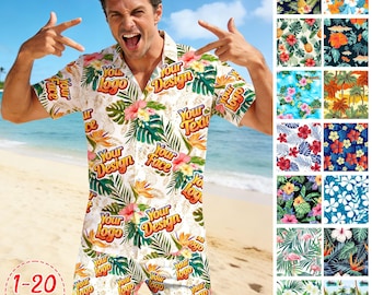 Personalized Logo Face Photo Hawaiian Shirt: Custom Button Shirts for Men Women Kids
