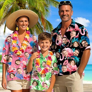 Custom Hawaiian Shirt with Face, Custom Face Shirts, Bachelor Party Shirts, Couples Family Beach Party Hawaiian Shirt, Gift for Dad BF Him