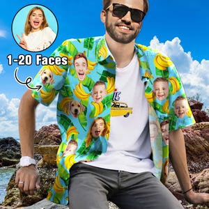 Custom Face Hawaiian Shirt for Men Women, Personalize Hawaiian Button Shirt, Custom Dog Photo Hawaii Shirt, Grandparents Day Gift for Family