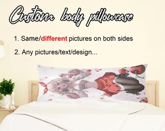 Custom Body Pillowcase, Personalized long body pillow, Custom Anime Body Pillow Case, Photo On Pillow Case, double side body pillow cover