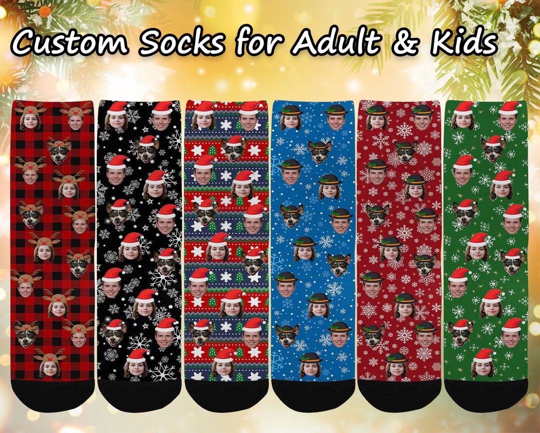 Personalized Christmas Socks, Custom Face Socks, Personalized Printed