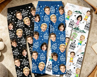 Custom Pet Face Pajama Pants, Personalized Dad Gift, Photo Lounge Pants