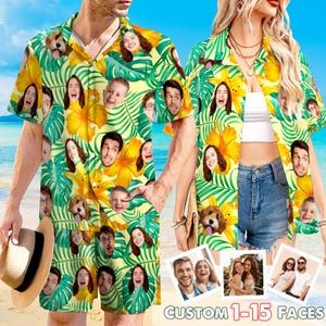 Custom Hawaiian Shirt with Face Picture Logo, Personalized Face Hawaiian Shirt for Dad Boyfriend, Birthday/Bachelor Party/ Father&#39;s Day Gift