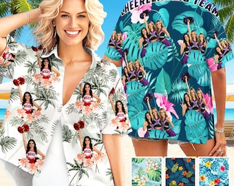 Custom Cheerleading Photo Hawaiian Shirt: Personalized Face Aloha Shirt, Cheer Mom Gifts