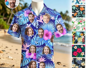 Custom Men's Hawaiian Shirt with Photo: Personalized Bachelor Party Shirt