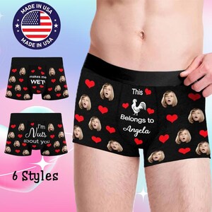 Personalized Face Men&#39;s Boxer, Custom Face Boxer for Boyfriend Husband, Custom Underwear for Men, Personalized gift for men, Christmas Gift