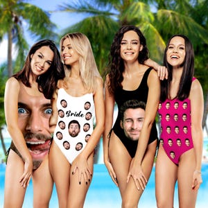 Custom Face Swimsuit, Personalized Bridesmaid Swimsuit with Face,Custom Photo Suit, Summer Holiday Bathing Suit, Women Swimwear,Wedding Gift