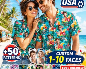 Personalized Men All Over Print Hawaiian Shirt for birthday, Custom Photo Aloha Shirt