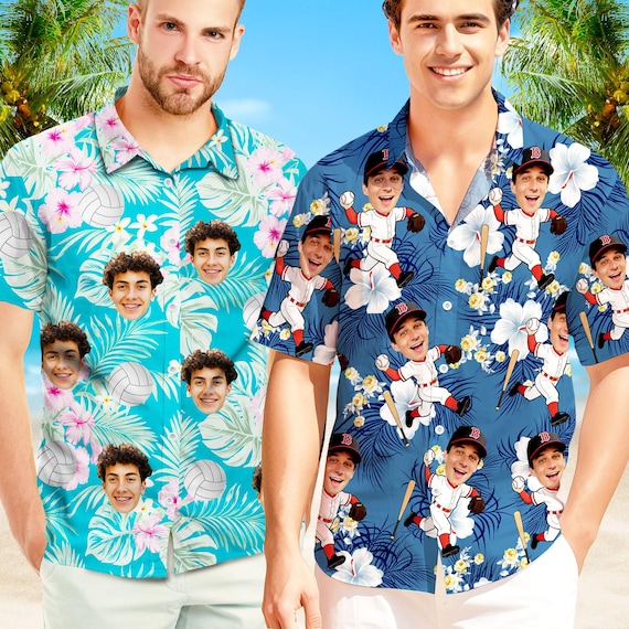 Custom Tropical Sports Theme Hawaiian Shirt With Face