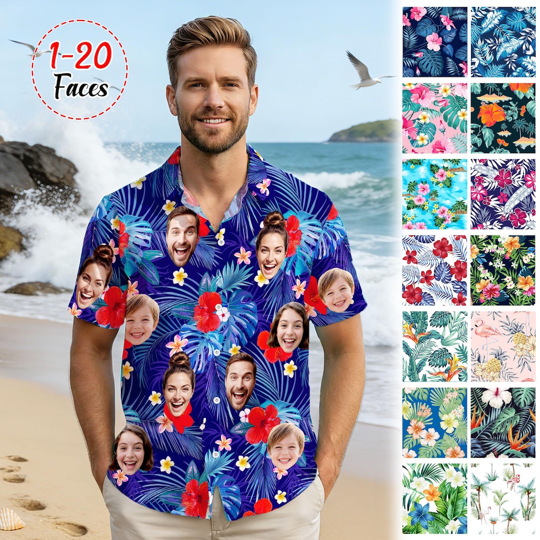 Personalized Face Aloha Shirt: Custom Funny Button Down Hawaiian Shirt ...