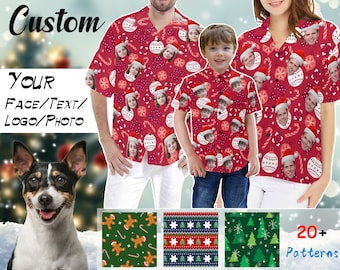 Custom Face Shirt, Christmas Hawaii Shirt, Custom Hawaiian Shirt, Custom Shirt with Photo, Personalized Christmas Shirt, Christmas Gift