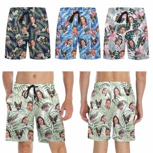 Custom Face Hawaiian Swim Trunks & Dog Bandana: Personalized Beach Shorts image 5