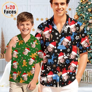 Custom Christmas Hawaiian Shirt with Faces: Personalized Photo Gift