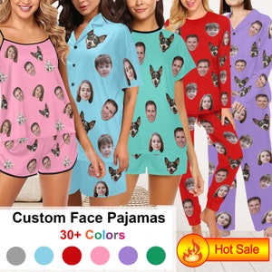 Personalized Pajamas Pants with Photo, Custom Lovers Long Sleeve Pajama Set, Custom Pajamas for Men Women, Custom Bridal Party Pajamas gift