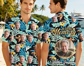 Custom Memorial Hawaiian Shirt with Face, Personalized Remembrance Gift for Loss Mom Dad