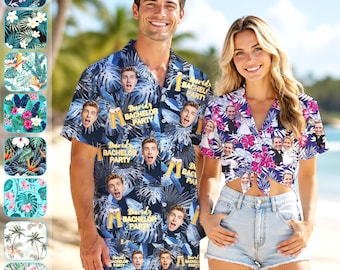 Custom Face Hawaiian Shirt & Shorts for Adults: Personalized Bachelor Party Beach Shirt, Wedding Gift