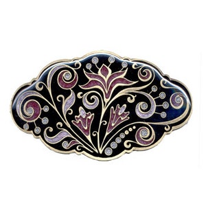 Art Nouveau style hair clip, hand painted. Clip 90mm. Antique silver plated. Includes gift bag. Elegant barrette for women