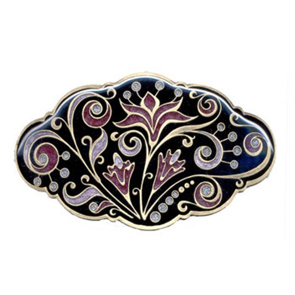 Fermaglio per capelli in stile Art Nouveau, dipinto a mano. Clip 90mm. Argento antico placcato. Include sacchetto regalo. Fermaglio elegante per donna