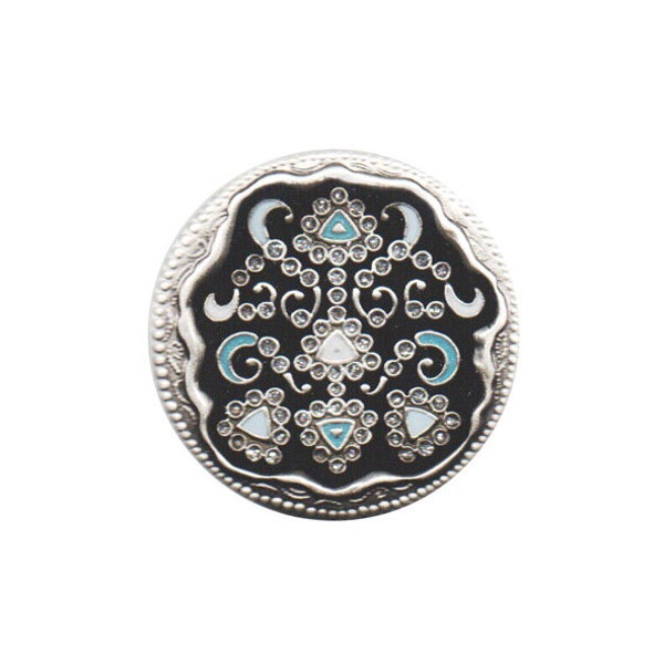 Broche estilo Art Nouveau, pintado a mano. 36mm. Bañado plata antigua. Incluye bolsa para regalo.  Elegante broche para mujer.