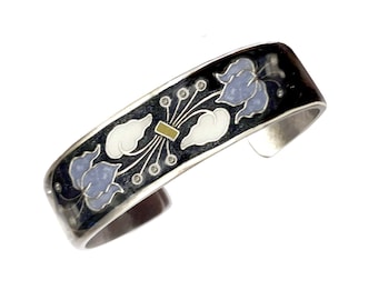 Armband im Jugendstil, handbemalt. Antik versilbert. Geschenktüte inklusive.  Elegantes Armband für Damen.