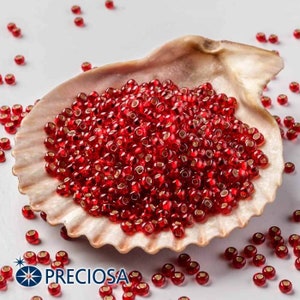 Preciosa Seed Beads 10/0 Round Hole Rocailles 97070 Transparent Silver Lined Red 10gr, 50gr, 1/2 Kilo #97070 Bead embroidery beads seed bead