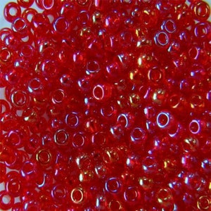 Preciosa Seed Beads 10/0 Round Rocailles 91070 Transparent Rainbow Red 10gm, 50gm, 1/2 Kilo #91070 Bead embroidery beads, jewelry beads