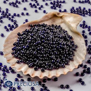 Preciosa Seed Beads 13/0 Round Rocailles 30110 Transparent Dark Blue 10gram, 25gram, 50gram, 1/2 Kilo #30110 jewelry supplies