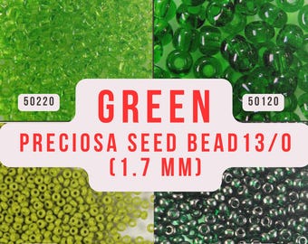 Seed Beads Preciosa 13/0 | Czech Rocailles for Bead Embroidery & Jewelry Making 50220 53430 50120 50150 50290 50710 green teal