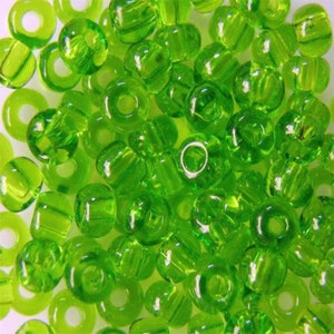 Preciosa Seed Beads 6/0 Round Rocailles 50430 Transparent Lime Green 10gram, 25gram, 50gram, 1/2 Kilo #50430
