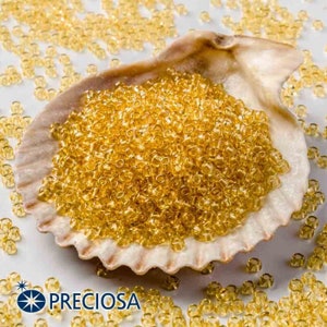 Preciosa Seed Beads 13/0 Round Rocailles 10020 Transparent Yellow 10gram, 25gram, 50gram, 1/2 Kilo #10020 jewelry supplies
