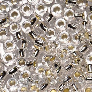 Preciosa Seed Beads 6/0 Round Hole Rocailles 78102 Transparent Silver Lined Crystal 10gm, 25gm, 50gm, 1/2 Kilo #78102 craft jewelry supplies