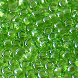 Preciosa Seed Beads 10/0 Round Rocailles 56430 Transparent  Green 10gm, 50gm, 1/2 Kilo #56430 Bead embroidery beads, jewelry beads