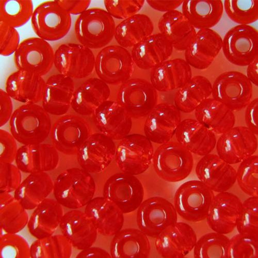 Round Seed Beads, Glass, Size 8/0, Red with Black & White Stripes, Approx.  1/2 LB (250 Grams)