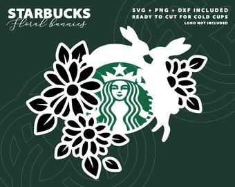 Lapins floraux Starbucks | Presized pour Cold Cup | Cadeau personnalisé | SVG PNG | Printemps | Starbucks de Pâques | Café Starbucks personnalisé