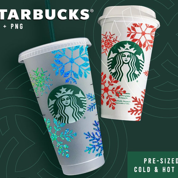 Seamless Snowflake Wrap | Logo | Digital Download | svg png | Presized | Winter | Holiday | Christmas | Xmas | Starbucks Coffee Cup