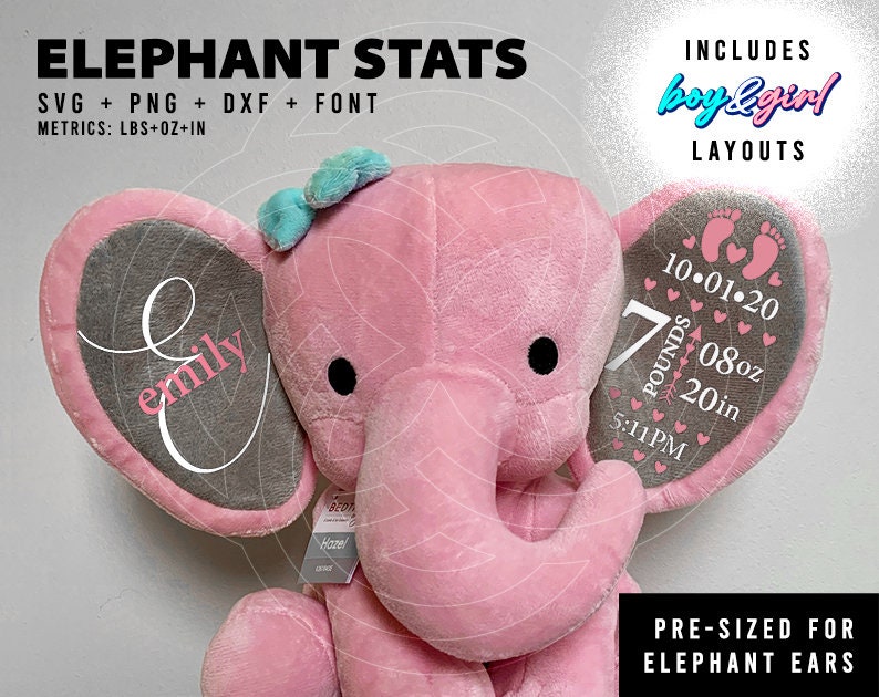 Download Clip Art Girl Elephant Stats Digital Download Keepsake For Humphrey Plush Toy Newborn Baby Personalised Birth Stats Gift Boy Art Collectibles